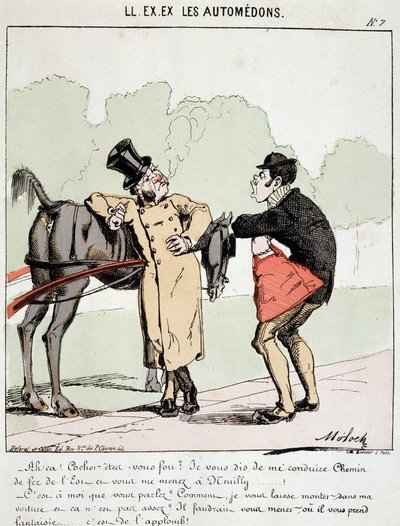 HE. EX. EX. Motoredons: Cartoon of Transport in the City. A Bourgeois Who Asked the Coach to Take Him Gare de l