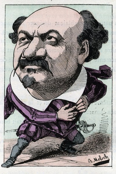 Portrait of Francois Pierre VILLARET tenor of the opera between 1863 and 1882 in Le Trombinoscope by Touchatout, caricature by B. Moloch of 1882. Private collection by Moloch