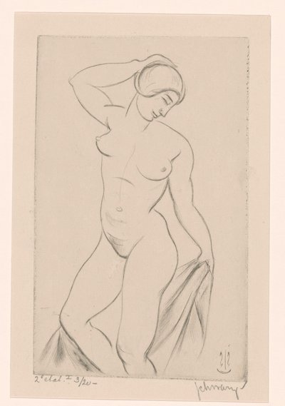 Naked Woman with Hand on Head by Mommie Schwarz (signed by artist)