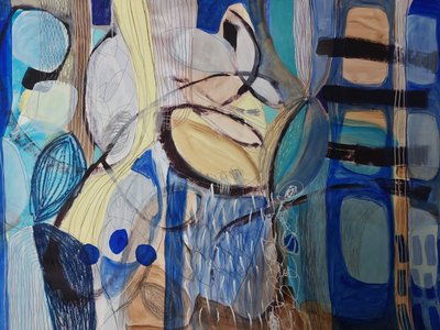 Abstract Blue Yellow Flow by Monika Riethmueller
