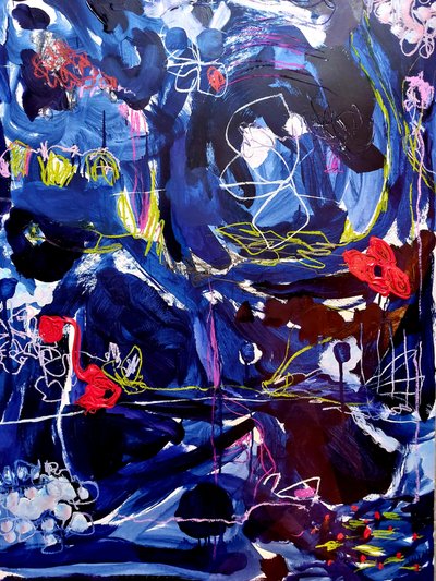 Dynamic Blue Abstract by Monika Riethmueller