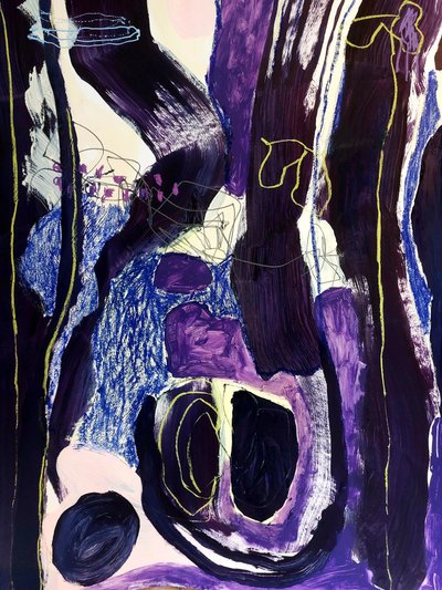Purple Blue Abstract Flow by Monika Riethmueller