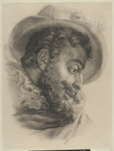Head of a Man with Hat, Looking Down to the Right by Monogrammist AC