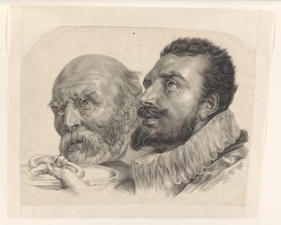 Heads of Two Men Offering a Key by Monogrammist AC