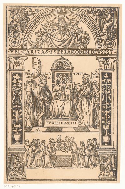 Mary with Child and Saints (Sacra Conversazione) by Monogrammist AM (prentmaker 16e eeuw)