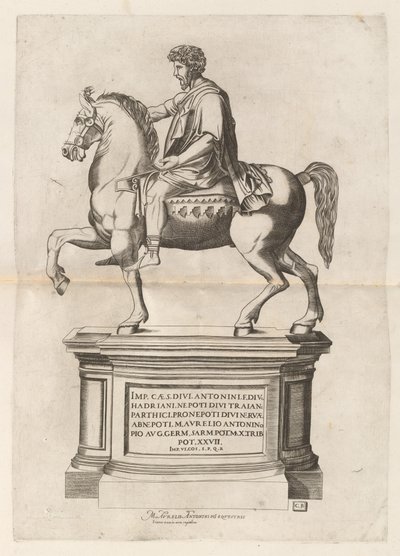 Equestrian Statue of Marcus Aurelius by Monogrammist CB after Nicolaus Beatrizet