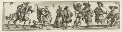Frieze with Men, Women, and Soldiers by Monogrammist CB met boom