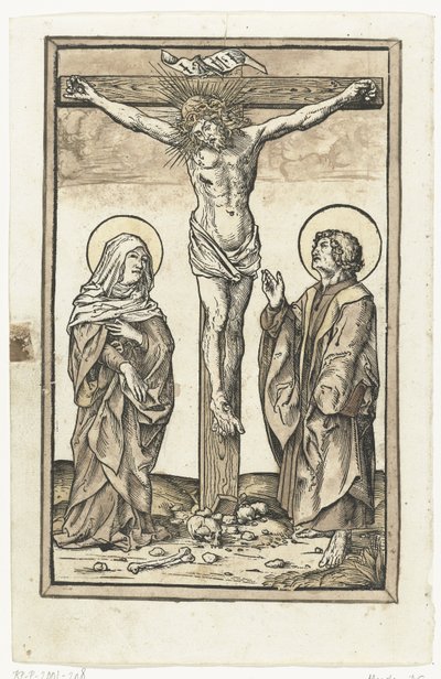 Christ on the Cross, with Mary and John by Monogrammist DS (graveur) (attributed to)