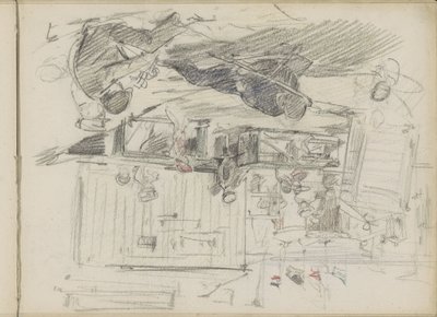 Beach Scene with Figures and Changing Rooms by Monogrammist DS (tekenaar)