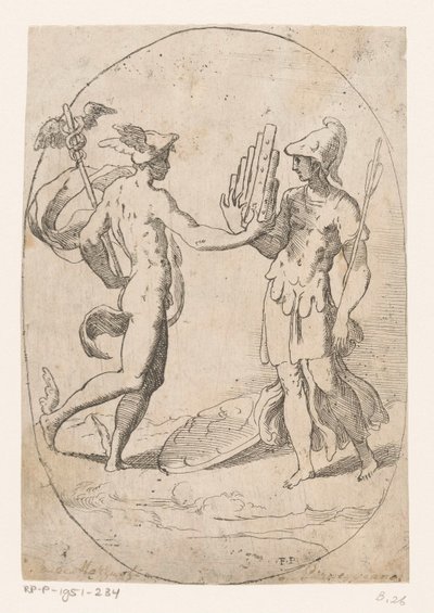 Mercury and Bellona by Monogrammist FP (Italië; 16e eeuw)