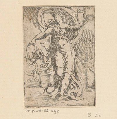 Woman with Jugs and Pitchers by Monogrammist FP (Italië; 16e eeuw)