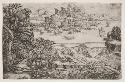 Landscape with a Temple above a Lake by Monogrammist HI