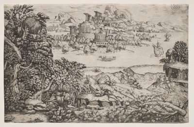 Landscape with a Temple above a Lake by Monogrammist HI