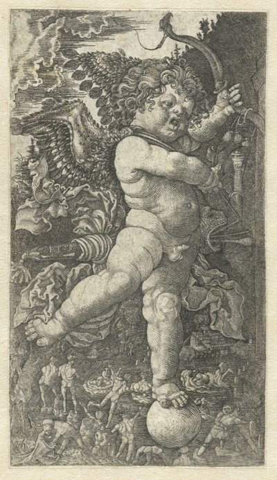 Angry Cupid on a Ball by Monogrammist HL