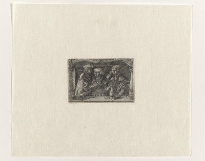 Young Woman with Two Rich Lovers by Monogrammist H.M.