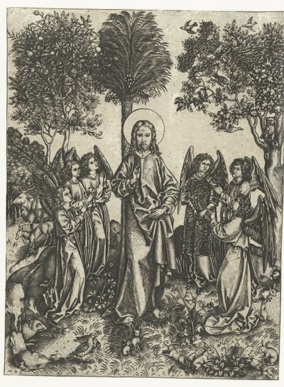 Christ in the Wilderness with Angels by Monogrammist IE