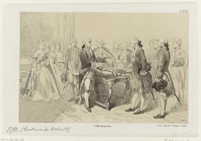 Willem V Honors the Heroes of the Battle of Dogger Bank, 1781 by Monogrammist IHM