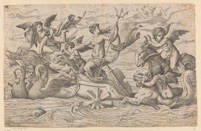 Venus on a chariot drawn by two swans by Monogrammist IQV