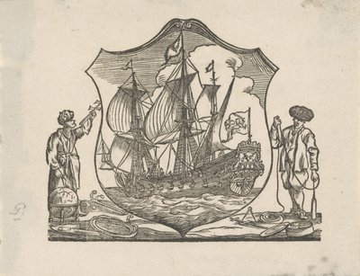 Vignette with a VOC Ship by Monogrammist P