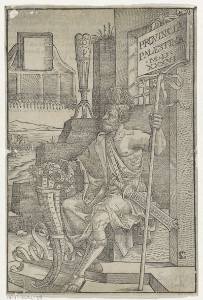 Seated Roman with a Sword, a Horn, and a Sign with 