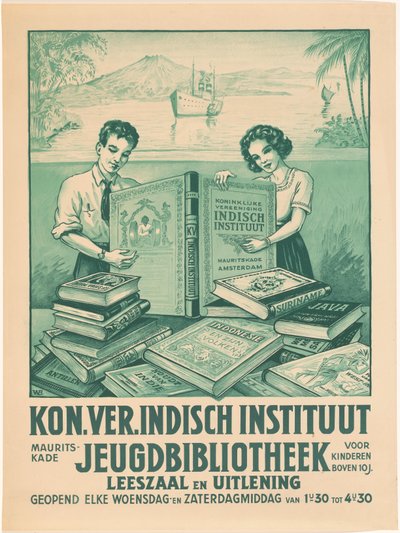 Poster for the Youth Library of the Royal Association of the Indies Institute in Amsterdam by Monogrammist WB