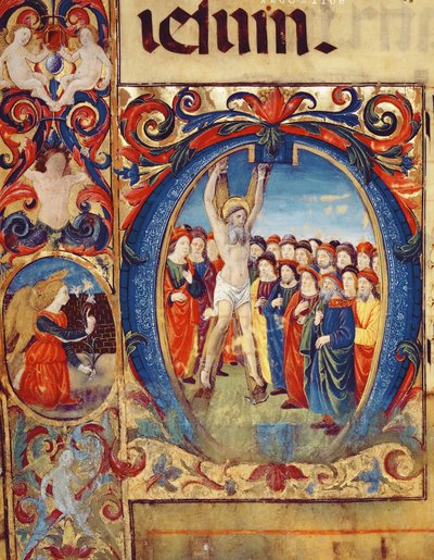 Historiated Initial O with the Crucifixion of St. Andrew, from a Psalter, c.1515 by Monte di Giovanni del Fora