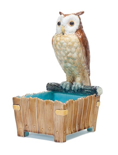 Majolica Owl Jardiniere, c.1875 by Moore and Co. T.C. Brown Westhead