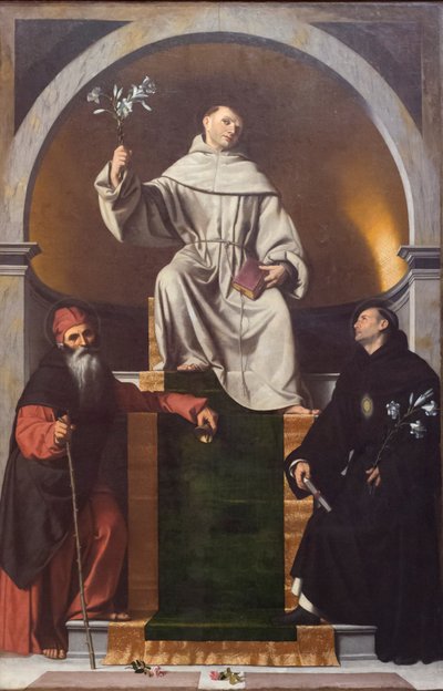 Saint Anthony of Padua between Saint Anthony the Great and Nicholas of Tolentino by Moretto da Brescia