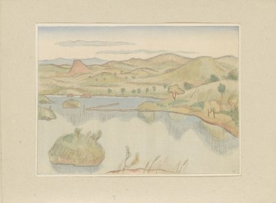 Lake at the Foot of Mount Bandaisan by Morita Tsunetomo