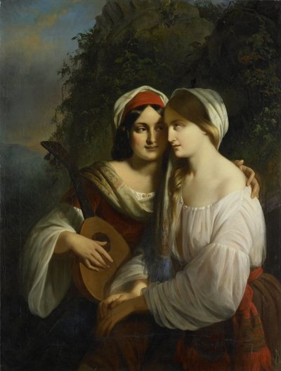 Two Women in Italian Dress by Moritz Calisch (signed by artist)