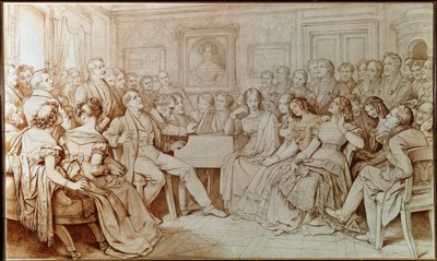 The Composer Franz Schubert Accompanies Tenor Johann Michael Vogl at a Musical Evening at the Baron von Spaun by Moritz Ludwig von Schwind