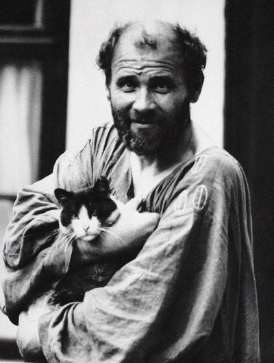 Gustav Klimt with a cat, 1911 by Moritz Nähr