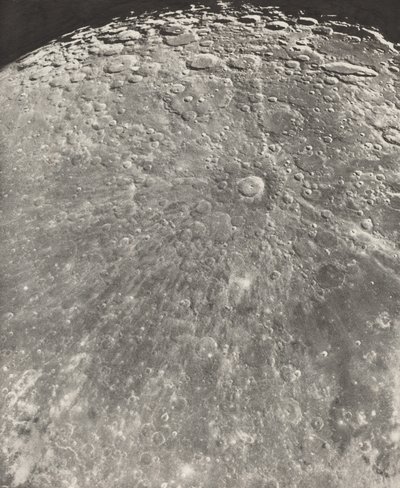 Lunar Photograph Tycho Radiation - Waxing Phase, 1899 by Moritz & Puiseux Pierre Henri (1855 1928) Loewy