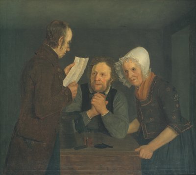 A Schoolmaster Reading Aloud a Letter to an Old Couple from Their Son Abroad by Moritz Unna
