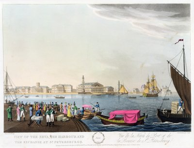 View of the Neva, the Harbour and the Exchange at St. Petersburg, illustration for June from 