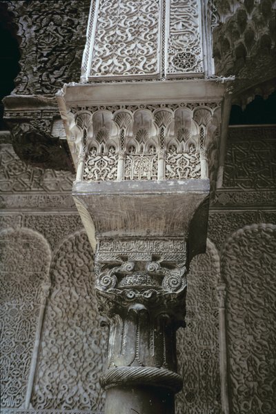 Column capital, from the main courtyard, built by the Saadians in 1565 by Moroccan School