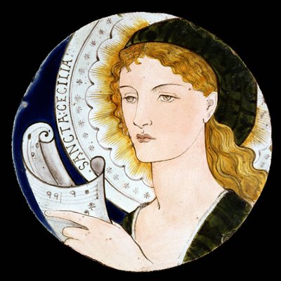 Morris and Company Tile Depicting St. Cecilia, Designed by Edward Burne-Jones, Painted by Kate Faulkner, c.1865 by Morris and Company