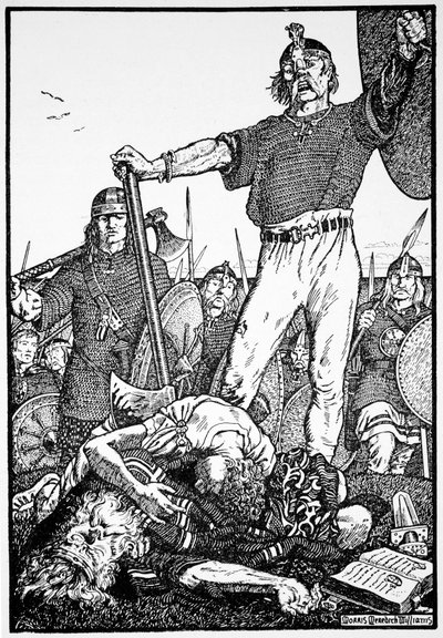 Death of Brian Boru at the Battle of Clontarf, Ireland, 1014 by Morris Meredith Williams