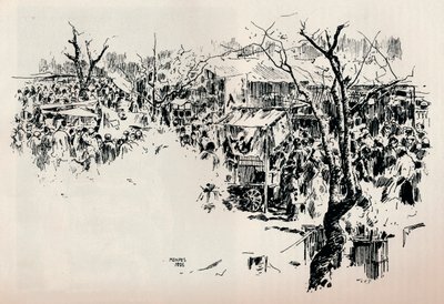 A Street Scene at Asakusa, c. 1897 by Mortimer L Menpes