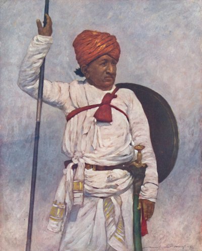 An Armed Retainer of the Bombay Chiefs, 1903 by Mortimer L Menpes