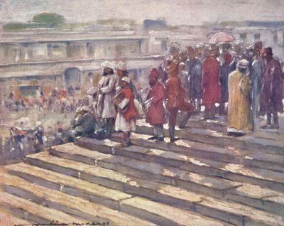 On the Steps of the Jumma Masjid by Mortimer L Menpes