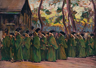 Procession of Archers at Kioto by Mortimer L Menpes