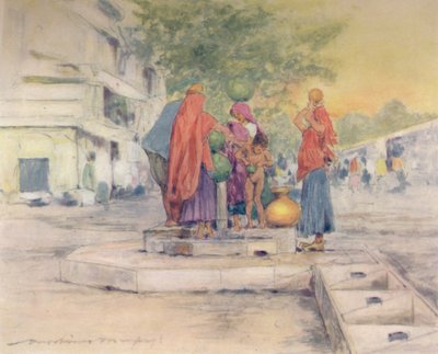 By the Fountain, Jeypore by Mortimer Ludington Menpes