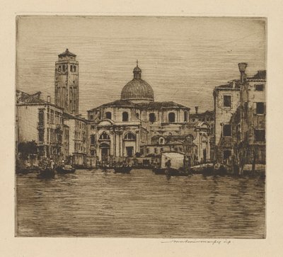 Grand Canal Showing Tower of St. Geremia by Mortimer Menpes