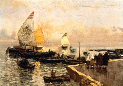 Coal Boats in Chioggia by Mose Bianchi
