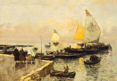 Coal Boats in Chioggia by Mose Bianchi