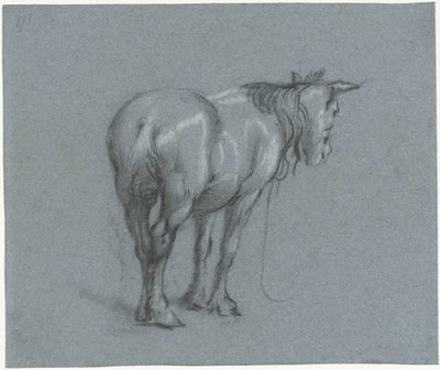 Study of a Horse from Behind, to the Right (Standing Workhorses series) by Moses Ter Borch