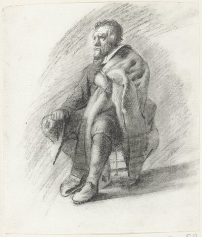 Seated Bearded Man with Cape and Hat by Moses Ter Borch