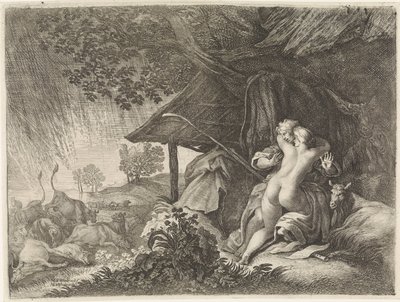 Shepherd and Shepherdess Sheltering from a Storm by Moyses van Wtenbrouck