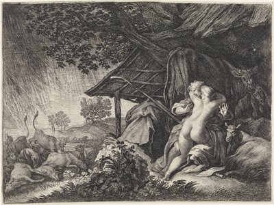 Shepherd and Shepherdess Sheltering from a Storm by Moyses van Wtenbrouck